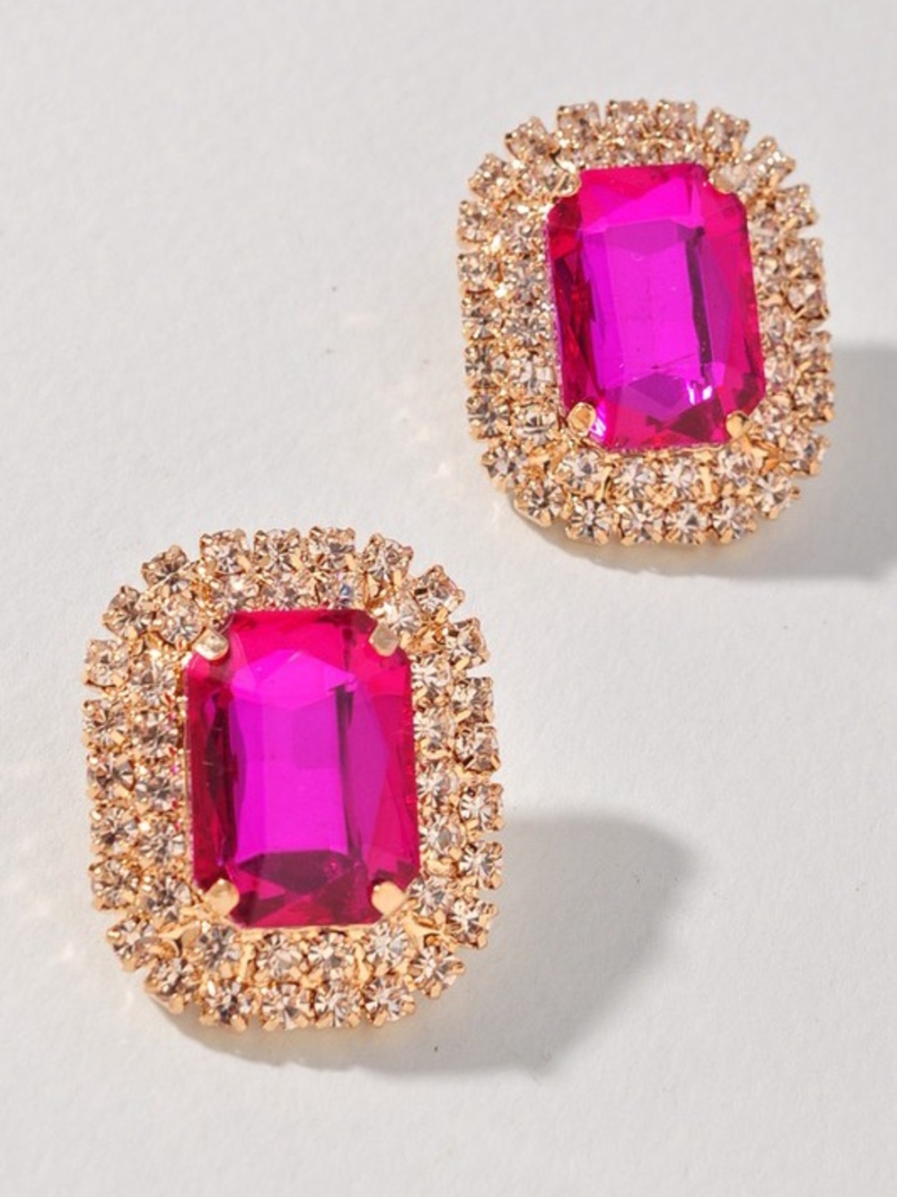 Pink Ab stone cut boho western evening Crystal rhinestone earrings
